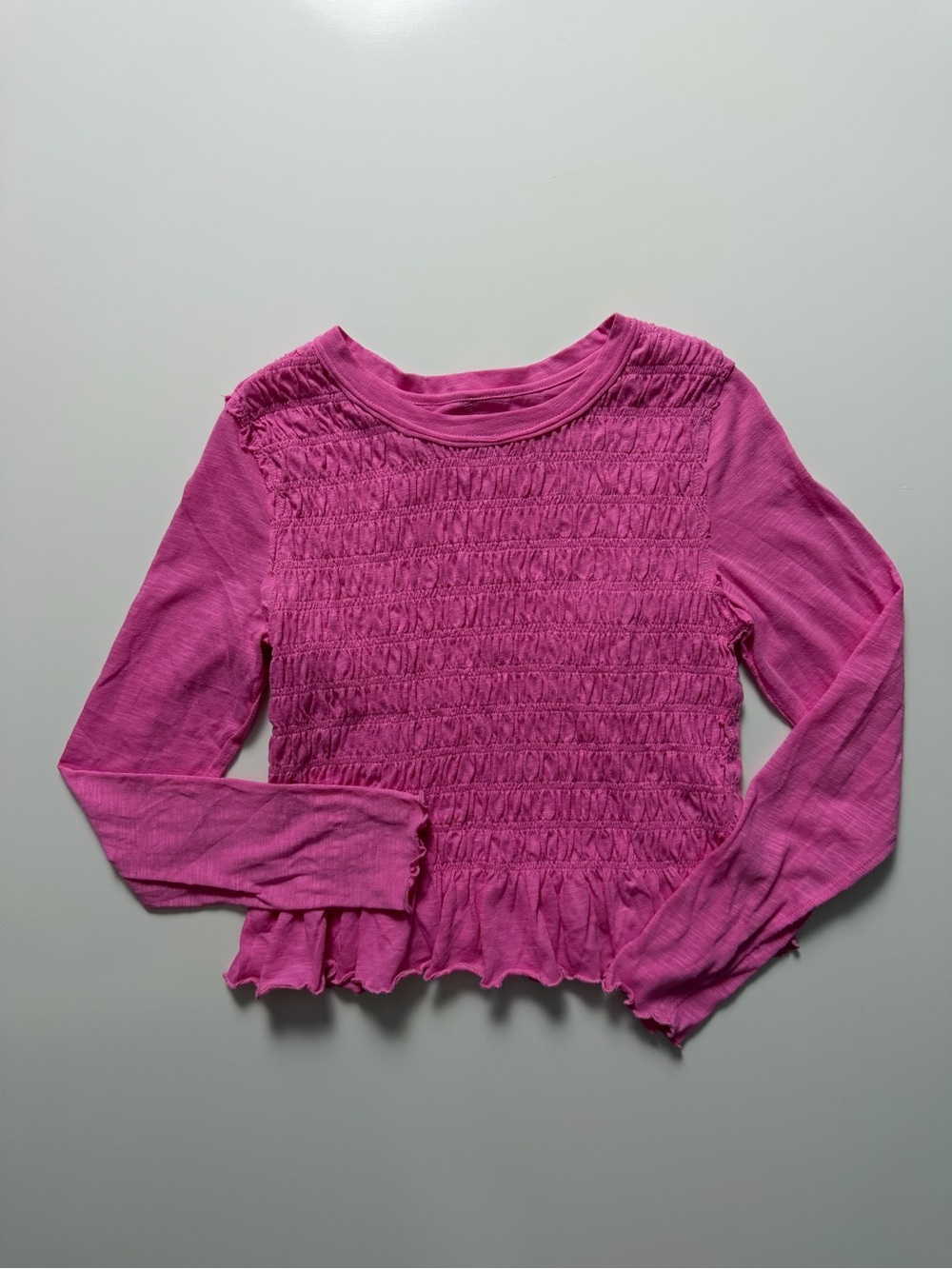 Free People We The Free Sylvie Smocked Long Sleeve, Pink, Size S